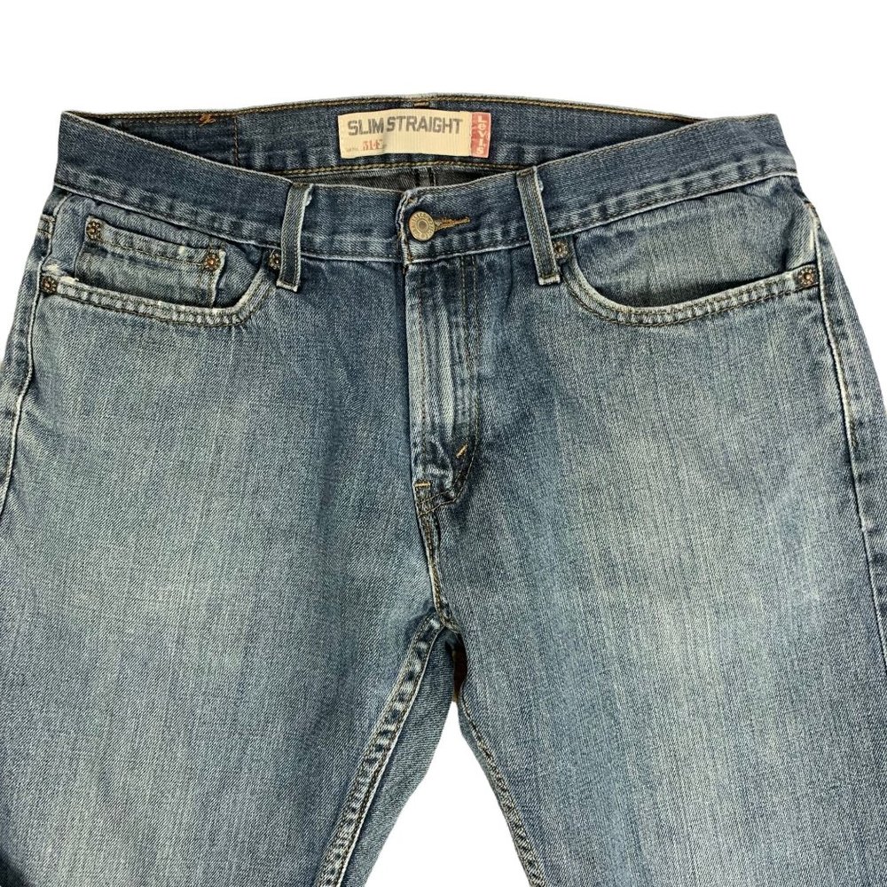 Mens Levis 514 Denim Jeans 33 x 32 Med Wash Slim Fit Straight Leg 5 Pockets - Picture 2 of 6